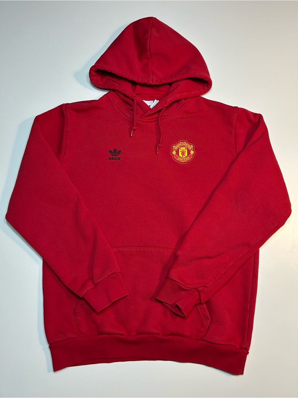 adidas Originals Manchester United Essentials Trefoil Fleece Red Hoodie